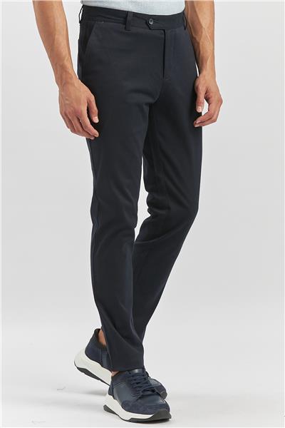 Koyu Lacivert Pamuklu Yandan Cepli Casual Slim Fit Chino Pantolon 1003240905
