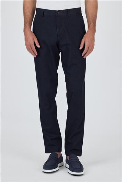 Lacivert Gabardin Yan Cep Düz Paça Casual Comfort Fit Pamuklu Chino Pantolon 1003250211