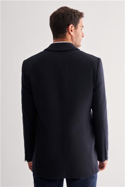 Koyu Lacivert Kaşe Bebe Yaka Kapitoneli Astar Comfort Fit Rahat Kesim Klasik Kaban 1008245161