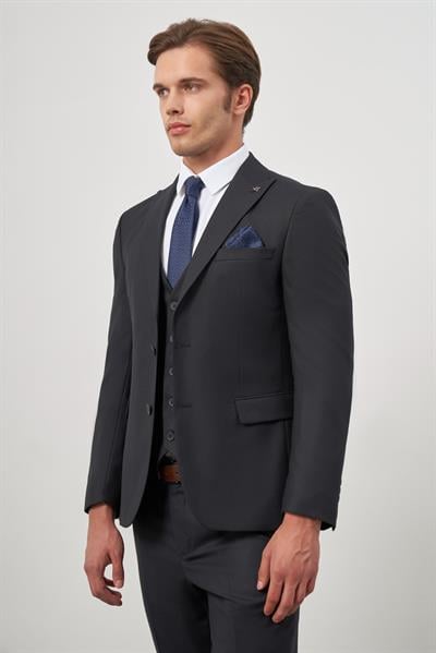 Kılıç Yaka Yelekli 6 Drop Slim Fit Classic Takım Elbise 1001245155