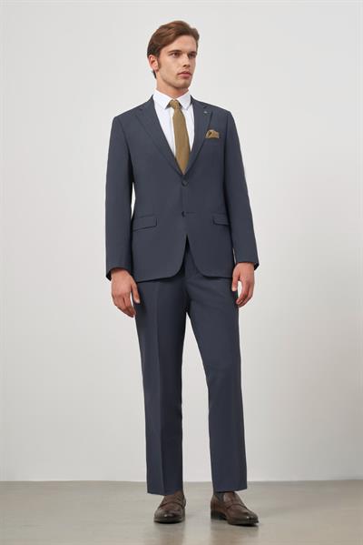 Koyu Lacivert Kendinden Mono Yaka 2 Düğme 6 Drop Comfort Fit Classic Takım Elbise 1001240189