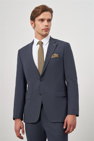 Koyu Lacivert Kendinden Mono Yaka 2 Düğme 6 Drop Comfort Fit Classic Takım Elbise 1001240189