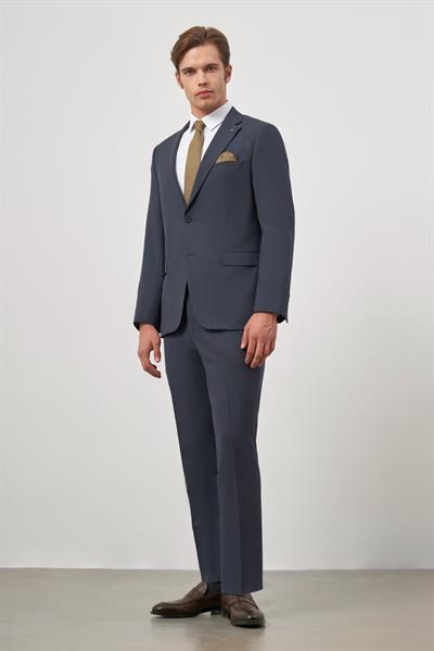 Koyu Lacivert Kendinden Mono Yaka 2 Düğme 6 Drop Comfort Fit Classic Takım Elbise 1001240189