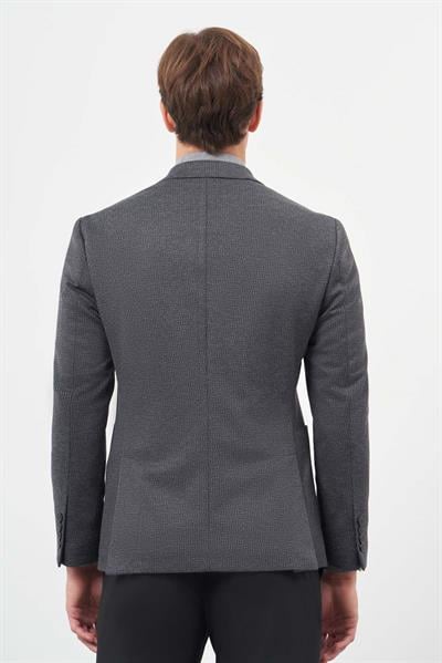 Koyu Lacivert Örme Mono Yaka 6 Drop Slim Fit Ceket 1002245153