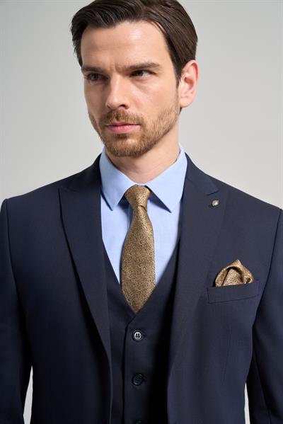 Kılıç Yaka Kendinden Desenli 2 Düğme Classic Esnek Slim Fit Takım Elbise 1001250156