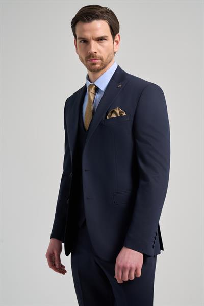Kılıç Yaka Kendinden Desenli 2 Düğme Classic Esnek Slim Fit Takım Elbise 1001250156