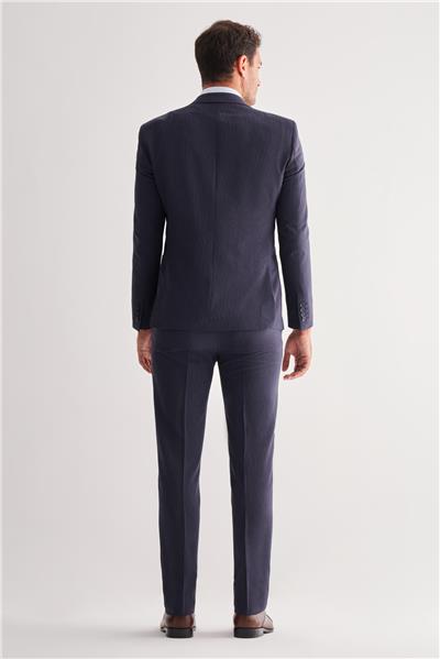 Koyu Lacivert Kılıç Yaka Tam Astar 6 Drop Slim Fit Esnek Kruvaze  Takım Elbise 1001255155