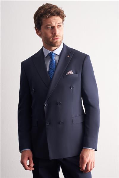 Koyu Lacivert Kılıç Yaka Tam Astar 6 Drop Slim Fit Takım Elbise 1001255158