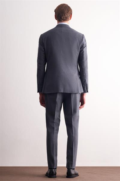 Koyu Lacivert Kırlangıç Yaka Çizgili Desen Slim Fit 6 Drop Takım Elbise 1001255166