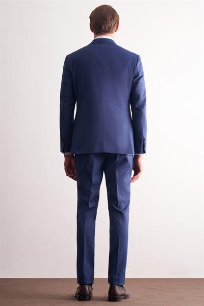 Koyu Lacivert Kırlangıç Yaka Kendinden Desenli Esnek Bel Slim Fit 6 Drop Takım Elbise 1001255168