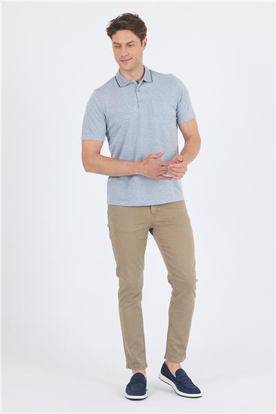 Koyu Lacivert Kısa Kol Polo Yaka Cepli Classic Standart Beden Tişört 1011250172