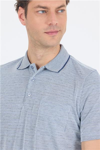 Koyu Lacivert Kısa Kol Polo Yaka Cepli Classic Standart Beden Tişört 1011250172