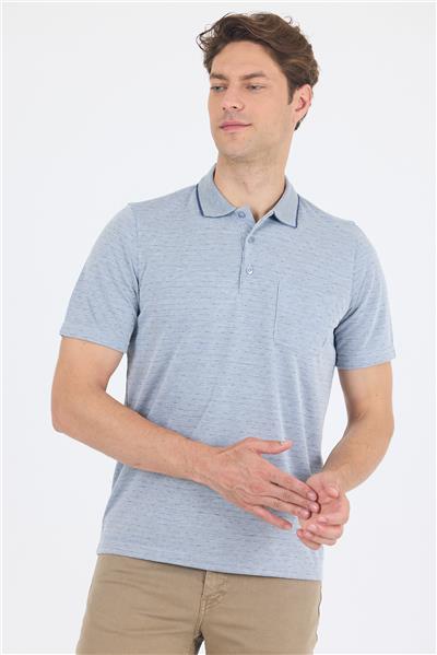 Koyu Lacivert Kısa Kol Polo Yaka Cepli Classic Standart Beden Tişört 1011250172