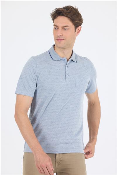 Koyu Lacivert Kısa Kol Polo Yaka Cepli Classic Standart Beden Tişört 1011250172
