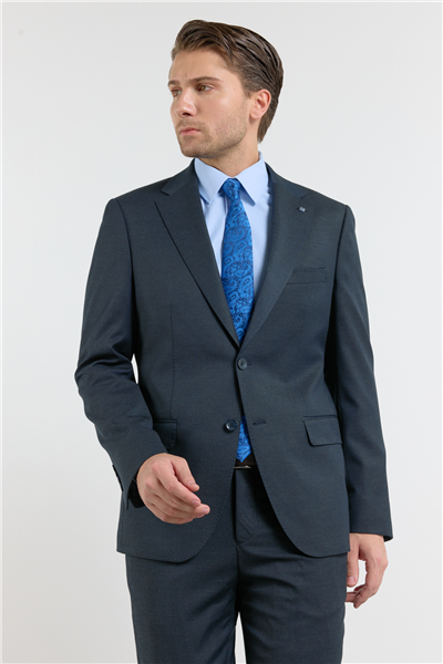 Lacivert Mono Yaka Esnek Bel 6 Drop Comfort Fit Tam Astar Esnek Takım Elbise 1001260152