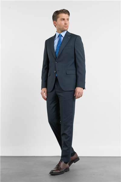 Lacivert Mono Yaka Esnek Bel 6 Drop Comfort Fit Tam Astar Esnek Takım Elbise 1001260152