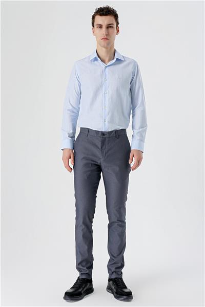 Koyu Lacivert Pamuklu Yandan Cepli Casual Slim Fit Chino Pantolon 1003240150