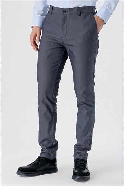 Koyu Lacivert Pamuklu Yandan Cepli Casual Slim Fit Chino Pantolon 1003240150