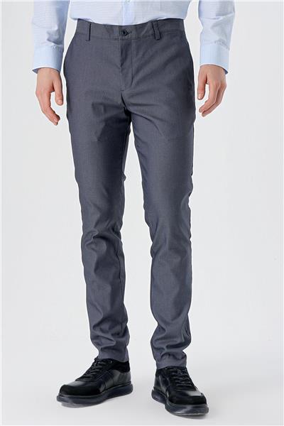 Koyu Lacivert Pamuklu Yandan Cepli Casual Slim Fit Chino Pantolon 1003240150