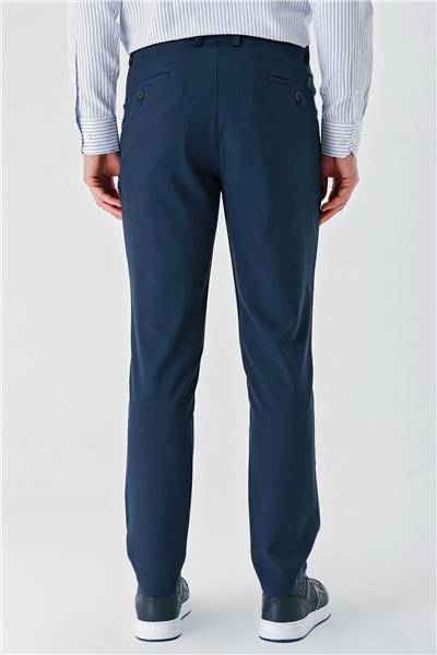 Koyu Lacivert Esnek Yandan Cepli Casual Comfort Fit Chino Pantolon 1003240158