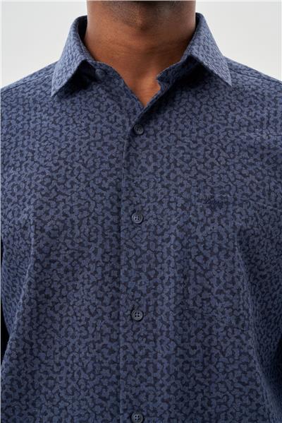 Koyu Lacivert Uzun Kol Cepli Pamuklu Classic Comfort Fit Gömlek 1004245215