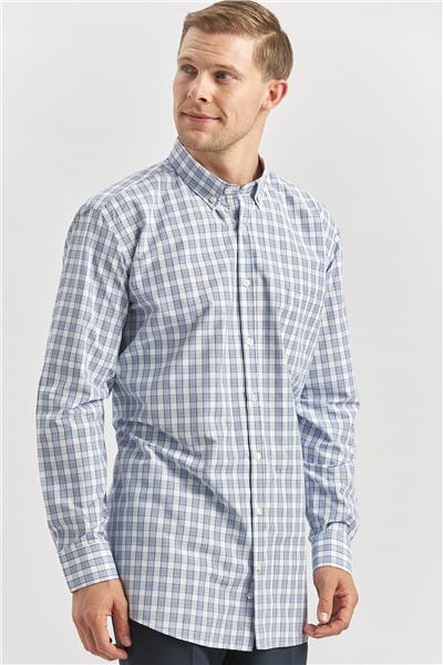 Koyu Lacivert Uzun Kol Ekose Desen Smart Classic Comfort Fit Gömlek 1004240253