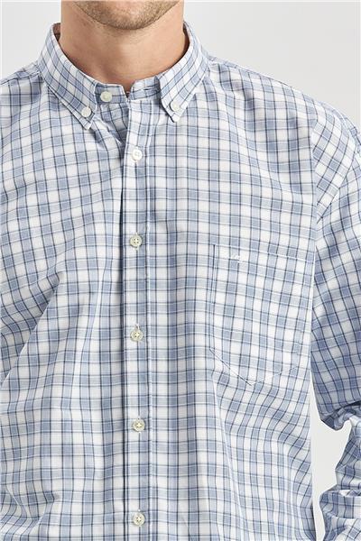 Koyu Lacivert Uzun Kol Ekose Desen Smart Classic Comfort Fit Gömlek 1004240253