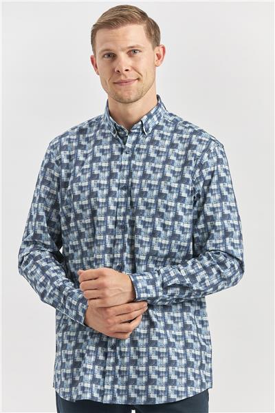 Uzun Kol Kendinden BASKILI Perfectto Classic Comfort Fit Gömlek 1004240251