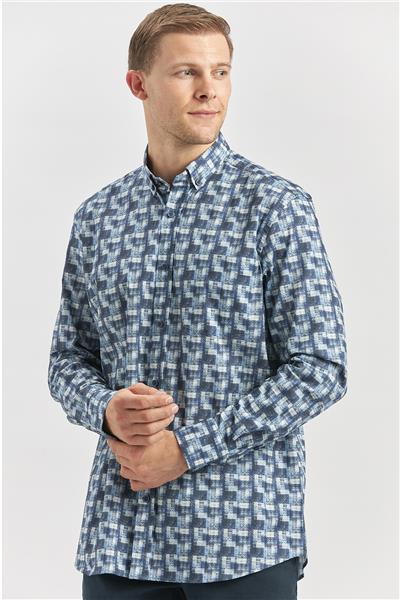 Uzun Kol Kendinden BASKILI Perfectto Classic Comfort Fit Gömlek 1004240251