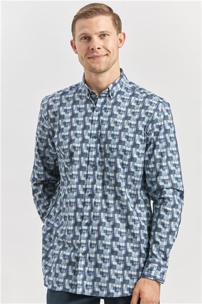 Uzun Kol Kendinden BASKILI Perfectto Classic Comfort Fit Gömlek 1004240251