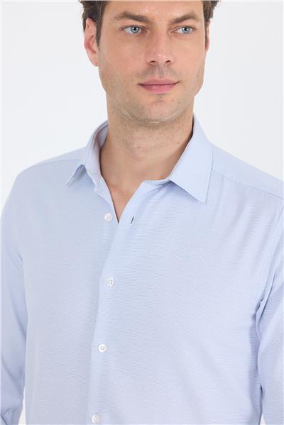 Lacivert Uzun Kol Sert Yaka Cepsiz  Slim Fit Pamuklu Gömlek 1004250225