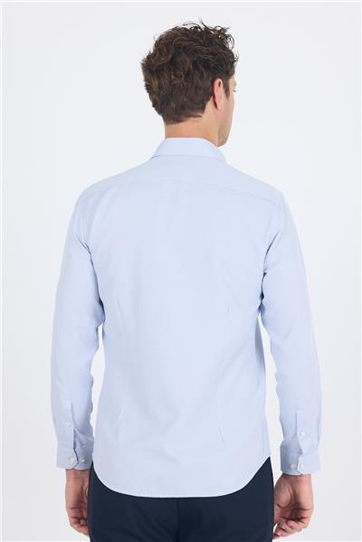 Lacivert Uzun Kol Sert Yaka Cepsiz  Slim Fit Pamuklu Gömlek 1004250225