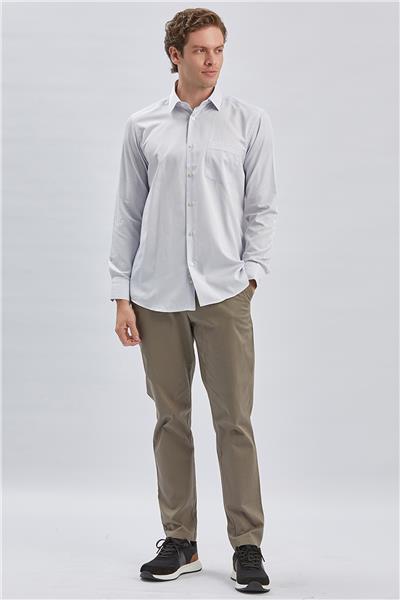 Koyu Lacivert Uzun Kollu Ekoseli Cepli Pamuklu Klasik Comfort Fit Rahat Kesim Gömlek 1004240226