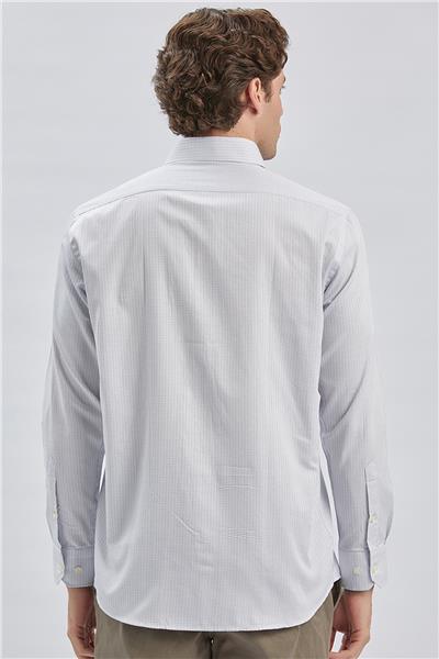 Koyu Lacivert Uzun Kollu Ekoseli Cepli Pamuklu Klasik Comfort Fit Rahat Kesim Gömlek 1004240226