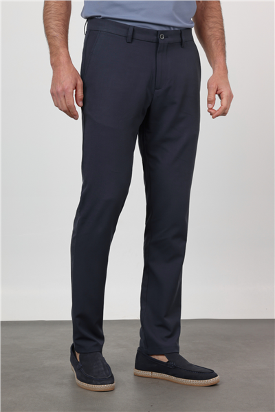 Lacivert Yan Cep Comfort Fit Esnek Chino Pantolon 1003260171