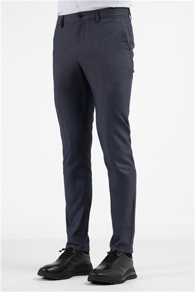 Koyu Lacivert Yan Cep Düz Paça Pamuklu Slim Fit Chino Casual Pantolon 1003255164