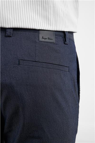 Koyu Lacivert Yan Cep Düz Paça Pamuklu Slim Fit Chino Casual Pantolon 1003255164