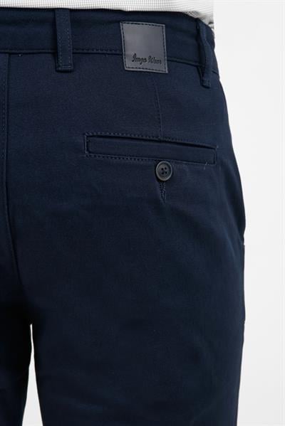 Koyu Lacivert Yan Cep Düz Paça Pamuklu Slim Fit Chino Casual Pantolon 1003255155