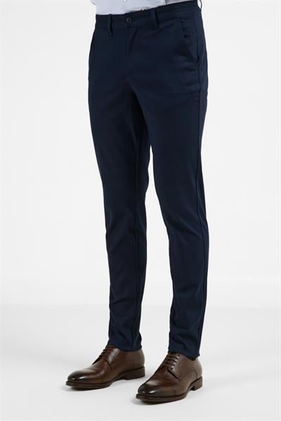 Koyu Lacivert Yan Cep Düz Paça Pamuklu Slim Fit Chino Casual Pantolon 1003255155