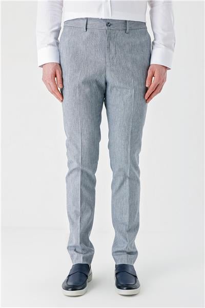 Koyu Mavi Keten Lastikli Yandan Cepli Casual Slim Fit Jogger Pantolon 1003240103