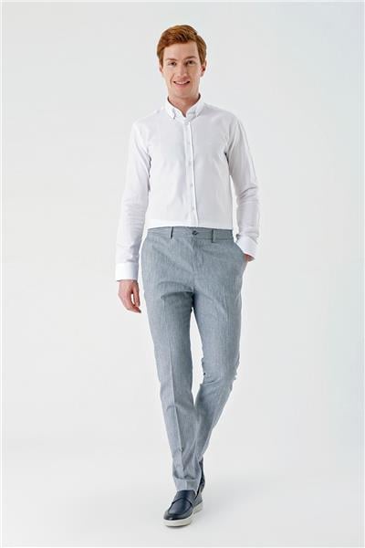 Koyu Mavi Keten Lastikli Yandan Cepli Casual Slim Fit Jogger Pantolon 1003240103