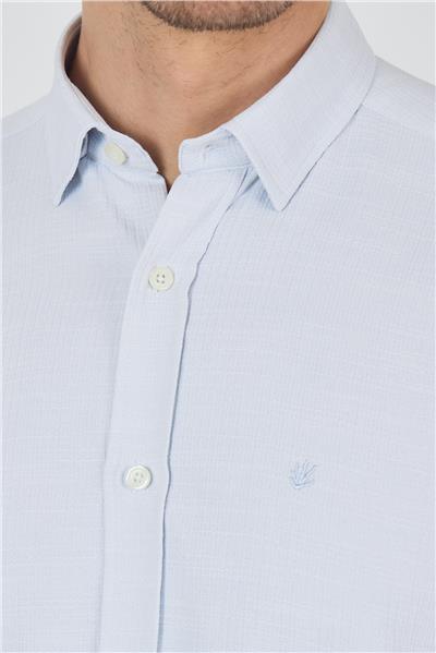 Biritli Yaka Düz Casual Pamuklu Comfort Fit Gömlek 1004250221
