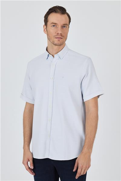 Biritli Yaka Düz Casual Pamuklu Comfort Fit Gömlek 1004250221