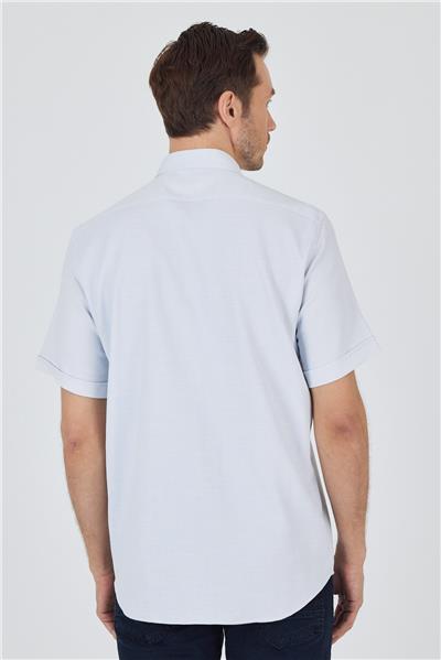 Biritli Yaka Düz Casual Pamuklu Comfort Fit Gömlek 1004250221