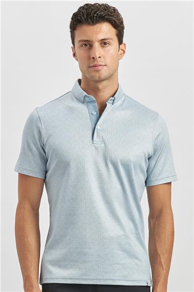 Koyu Mavi Merserize Garnili Pamuklu Casual Slim Fit Tişört 1011240164