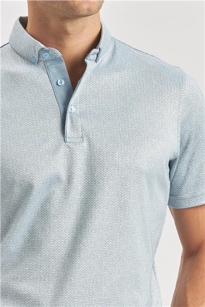 Koyu Mavi Merserize Garnili Pamuklu Casual Slim Fit Tişört 1011240164