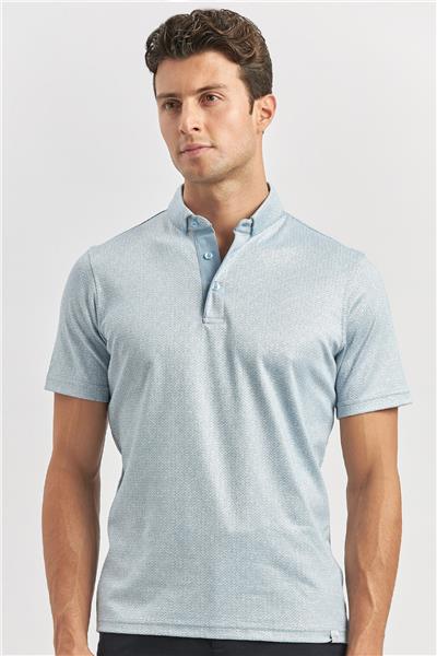 Koyu Mavi Merserize Garnili Pamuklu Casual Slim Fit Tişört 1011240164