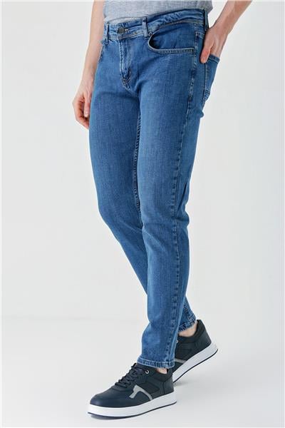 Koyu Mavi Gabardin 5 Cepli Slim Fit Dar Kesim Casual Denim Jean Kot Pantolon 1023240150