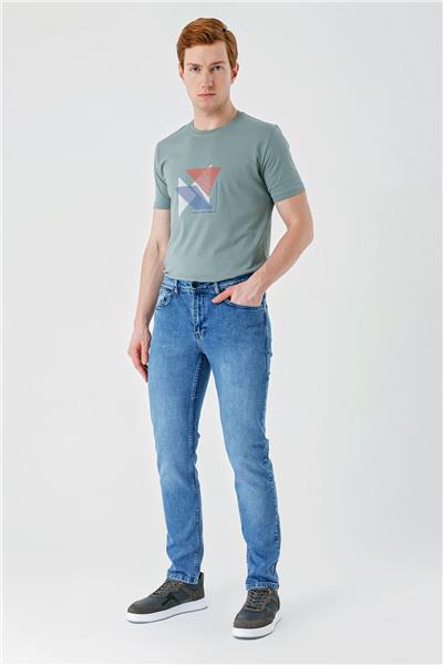 Koyu Mavi Gabardin Pamuklu 5 Cepli Slim Fit Dar Kesim Casual Denim Pantolon 1023240154