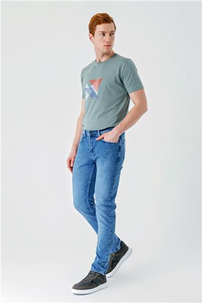 Koyu Mavi Gabardin Pamuklu 5 Cepli Slim Fit Dar Kesim Casual Denim Pantolon 1023240154